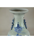 Antique Blue and White Vase with Soft Green Ground and Figural Scene-11. Asian & Chinese Furniture, Art, Antiques, Vintage Home Décor for sale at FEA Home