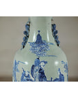 Antique Blue and White Vase with Soft Green Ground and Figural Scene-12. Asian & Chinese Furniture, Art, Antiques, Vintage Home Décor for sale at FEA Home