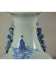 Antique Blue and White Vase with Soft Green Ground and Figural Scene-16. Asian & Chinese Furniture, Art, Antiques, Vintage Home Décor for sale at FEA Home