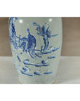 Antique Blue and White Vase with Soft Green Ground and Figural Scene-17. Asian & Chinese Furniture, Art, Antiques, Vintage Home Décor for sale at FEA Home