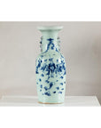 Antique Chinese Blue & White Vase with Scenes and Celadon Glaze
