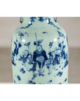Antique Chinese Blue & White Vase with Scenes and Celadon Glaze