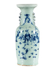 Antique Chinese Blue & White Vase with Scenes and Celadon Glaze