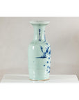 Antique Chinese Blue & White Vase with Scenes and Celadon Glaze