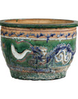Antique Vietnamese Glazed Ceramic Plante, Green & Blue Dragon Motifs-1. Asian & Chinese Furniture, Art, Antiques, Vintage Home Décor for sale at FEA Home