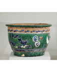 Antique Vietnamese Glazed Ceramic Plante, Green & Blue Dragon Motifs-2. Asian & Chinese Furniture, Art, Antiques, Vintage Home Décor for sale at FEA Home