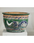 Antique Vietnamese Glazed Ceramic Plante, Green & Blue Dragon Motifs-5. Asian & Chinese Furniture, Art, Antiques, Vintage Home Décor for sale at FEA Home
