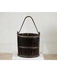 Antique Wooden Water Bucket with Iron Handle and Dark Patina-3. Asian & Chinese Furniture, Art, Antiques, Vintage Home Décor for sale at FEA Home