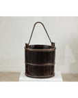 Antique Wooden Water Bucket with Iron Handle and Dark Patina-4. Asian & Chinese Furniture, Art, Antiques, Vintage Home Décor for sale at FEA Home