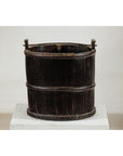 Antique Wooden Water Bucket with Iron Handle and Dark Patina-9. Asian & Chinese Furniture, Art, Antiques, Vintage Home Décor for sale at FEA Home