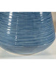 Artisan Blue-Glazed Ceramic Vase with Tapering Form
