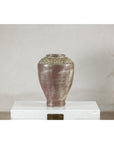 Artisan Ceramic Vase with Silvered Mauve Glaze and Textured Rim-16. Asian & Chinese Furniture, Art, Antiques, Vintage Home Décor for sale at FEA Home