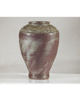 Artisan Ceramic Vase with Silvered Mauve Glaze and Textured Rim-5. Asian & Chinese Furniture, Art, Antiques, Vintage Home Décor for sale at FEA Home