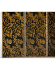 Black and Gold Four-Panel Screen Divider with Repeating Floral Motif-11. Asian & Chinese Furniture, Art, Antiques, Vintage Home Décor for sale at FEA Home