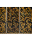 Black and Gold Four-Panel Screen Divider with Repeating Floral Motif-12. Asian & Chinese Furniture, Art, Antiques, Vintage Home Décor for sale at FEA Home
