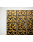 Black and Gold Four-Panel Screen Divider with Repeating Floral Motif-3. Asian & Chinese Furniture, Art, Antiques, Vintage Home Décor for sale at FEA Home