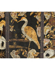 Black and Gold Four-Panel Screen with Cranes, Blossoms, and Nailhead Detail-12. Asian & Chinese Furniture, Art, Antiques, Vintage Home Décor for sale at FEA Home