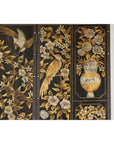 Black and Gold Four-Panel Screen with Cranes, Blossoms, and Nailhead Detail-16. Asian & Chinese Furniture, Art, Antiques, Vintage Home Décor for sale at FEA Home