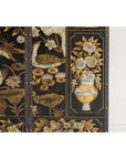 Black and Gold Four-Panel Screen with Cranes, Blossoms, and Nailhead Detail-17. Asian & Chinese Furniture, Art, Antiques, Vintage Home Décor for sale at FEA Home