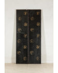Black and Gold Four-Panel Screen with Cranes, Blossoms, and Nailhead Detail-20. Asian & Chinese Furniture, Art, Antiques, Vintage Home Décor for sale at FEA Home