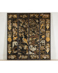 Black and Gold Four-Panel Screen with Cranes, Blossoms, and Nailhead Detail-2. Asian & Chinese Furniture, Art, Antiques, Vintage Home Décor for sale at FEA Home