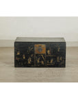 Black Blanket Chest with Hand-Painted Figural Scenes - image 3