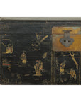 Black Blanket Chest with Hand-Painted Figural Scenes - image 5