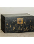 Black Blanket Chest with Hand-Painted Figural Scenes - image 8