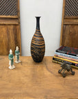 Black & Canyon Brown Ceramic Drip Vase with Fluted Neck - FEA Home