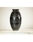 Black Ceramic Vase with Raised Wave Motif and Glossy Finish-11. Asian & Chinese Furniture, Art, Antiques, Vintage Home Décor for sale at FEA Home
