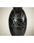 Black Ceramic Vase with Raised Wave Motif and Glossy Finish-14. Asian & Chinese Furniture, Art, Antiques, Vintage Home Décor for sale at FEA Home