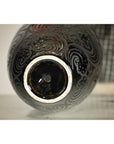 Black Ceramic Vase with Raised Wave Motif and Glossy Finish-17. Asian & Chinese Furniture, Art, Antiques, Vintage Home Décor for sale at FEA Home
