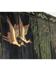 Black Lacquer Four-Panel Hand-Painted Screen with Red-Crown Cranes -Vintage-17. Asian & Chinese Furniture, Art, Antiques, Vintage Home Décor for sale at FEA Home