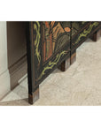 Black Lacquer Four-Panel Hand-Painted Screen with Red-Crown Cranes -Vintage-19. Asian & Chinese Furniture, Art, Antiques, Vintage Home Décor for sale at FEA Home