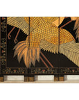 Black Lacquer Six-Panel Screen Divider with Hand-Painted Red-Crested Cranes-12. Asian & Chinese Furniture, Art, Antiques, Vintage Home Décor for sale at FEA Home