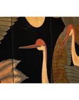 Black Lacquer Six-Panel Screen Divider with Hand-Painted Red-Crested Cranes-13. Asian & Chinese Furniture, Art, Antiques, Vintage Home Décor for sale at FEA Home