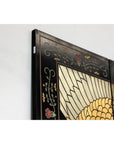 Black Lacquer Six-Panel Screen Divider with Hand-Painted Red-Crested Cranes-15. Asian & Chinese Furniture, Art, Antiques, Vintage Home Décor for sale at FEA Home