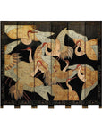 Black Lacquer Six-Panel Screen Divider with Hand-Painted Red-Crested Cranes-17. Asian & Chinese Furniture, Art, Antiques, Vintage Home Décor for sale at FEA Home