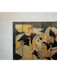Black Lacquer Six-Panel Screen Divider with Hand-Painted Red-Crested Cranes-3. Asian & Chinese Furniture, Art, Antiques, Vintage Home Décor for sale at FEA Home