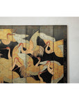 Black Lacquer Six-Panel Screen Divider with Hand-Painted Red-Crested Cranes-4. Asian & Chinese Furniture, Art, Antiques, Vintage Home Décor for sale at FEA Home