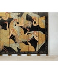 Black Lacquer Six-Panel Screen Divider with Hand-Painted Red-Crested Cranes-5. Asian & Chinese Furniture, Art, Antiques, Vintage Home Décor for sale at FEA Home