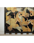 Black Lacquer Six-Panel Screen Divider with Hand-Painted Red-Crested Cranes-6. Asian & Chinese Furniture, Art, Antiques, Vintage Home Décor for sale at FEA Home