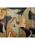 Black Lacquer Six-Panel Screen Divider with Hand-Painted Red-Crested Cranes-8. Asian & Chinese Furniture, Art, Antiques, Vintage Home Décor for sale at FEA Home