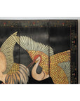 Black Lacquer Six-Panel Screen Divider with Hand-Painted Red-Crested Cranes-9. Asian & Chinese Furniture, Art, Antiques, Vintage Home Décor for sale at FEA Home