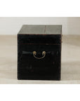 Black Lacquered Trunk with Brass Hardware and Side Handles-10. Asian & Chinese Furniture, Art, Antiques, Vintage Home Décor for sale at FEA Home