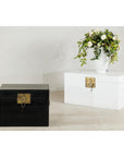 Black Lacquered Trunk with Brass Hardware and Side Handles-3. Asian & Chinese Furniture, Art, Antiques, Vintage Home Décor for sale at FEA Home