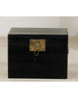 Black Lacquered Trunk with Brass Hardware and Side Handles-4. Asian & Chinese Furniture, Art, Antiques, Vintage Home Décor for sale at FEA Home