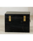Black Lacquered Trunk with Brass Hardware and Side Handles-9. Asian & Chinese Furniture, Art, Antiques, Vintage Home Décor for sale at FEA Home