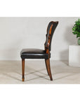 Black Leather Desk Chair with Carved Frame and Nailhead Trim-11. Asian & Chinese Furniture, Art, Antiques, Vintage Home Décor for sale at FEA Home