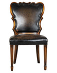 Black Leather Desk Chair with Carved Frame and Nailhead Trim-1. Asian & Chinese Furniture, Art, Antiques, Vintage Home Décor for sale at FEA Home